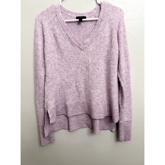 J. Crew Light Purple Alpaca Merino Wool Blend Super Soft V Neck Sweater Medium - Picture 3 of 8